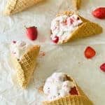 strawberry cheesecake ice cream in cones