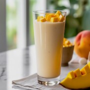 Mango coconut milk smoothie in a glass