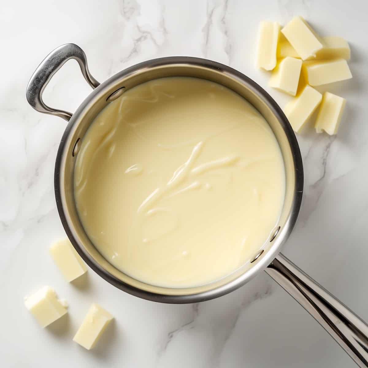 melted white chocolate in a double boiler