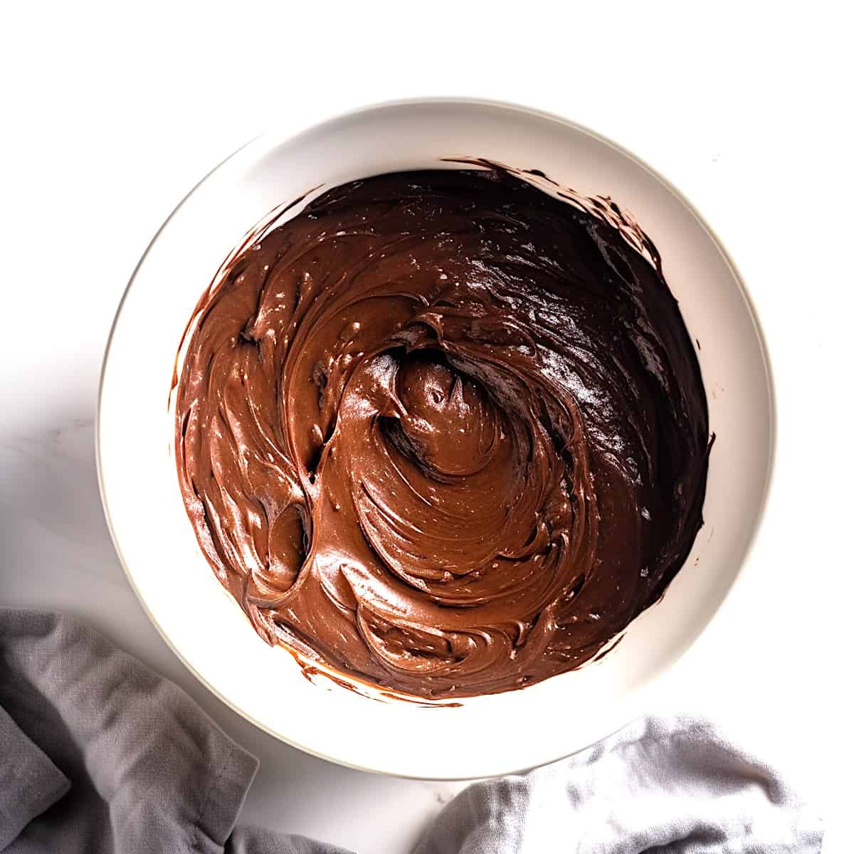 chocolate cake batter in a bowl