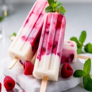 Raspberry vanilla yogurt popsicle