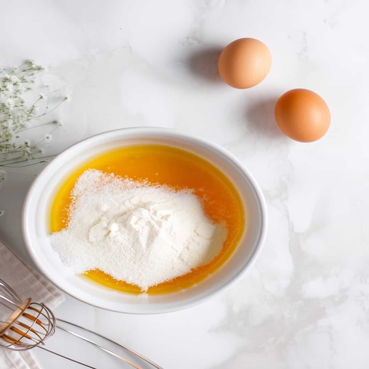 whisking eggs and sugars